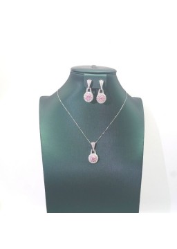 Natural pink jewel necklace set