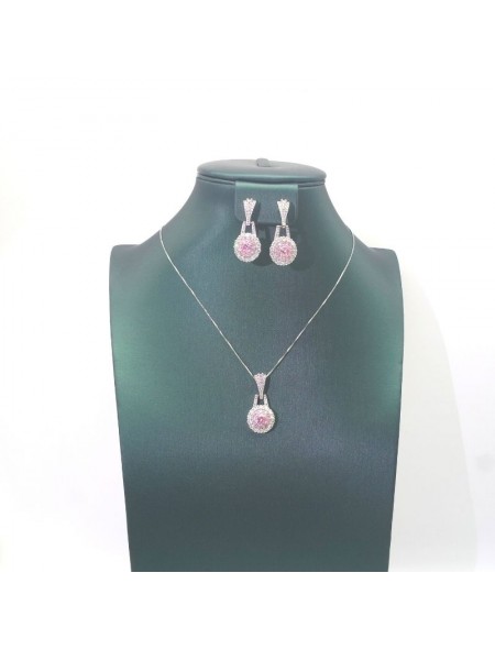 Natural pink jewel necklace set