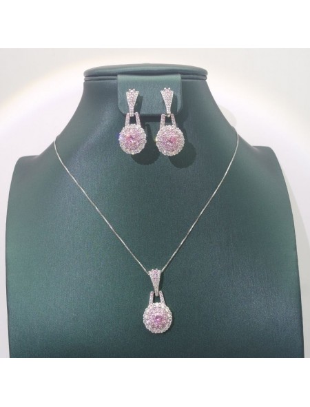 Natural pink jewel necklace set