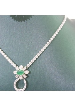 Natural green Chalcedony fan necklace set