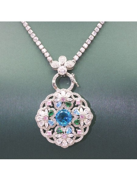 Natural sapphire necklace with coloured jewel set