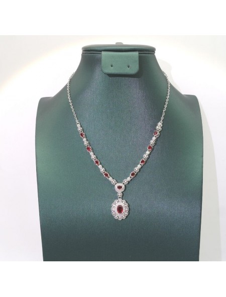 Natural ruby inlaid flower gem necklace