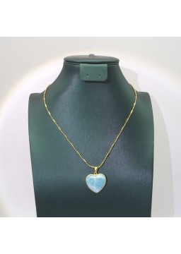 Natural larimar heart pendant  necklace