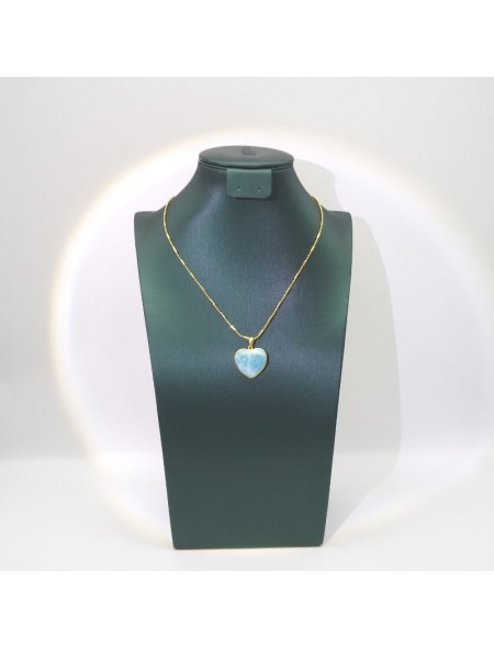 Natural larimar heart pendant  necklace