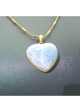 Natural larimar heart pendant  necklace