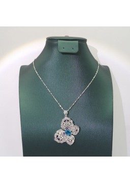 Natural sapphire butterfly pendant  necklace