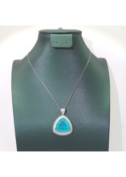 Natural Blue Tourmaline with jewel pendant necklace