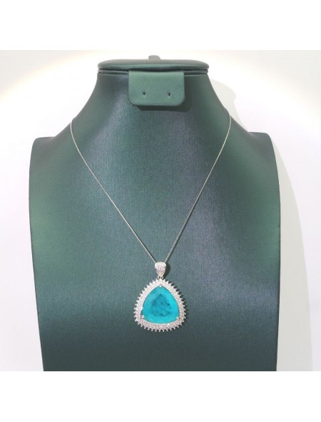 Natural Blue Tourmaline with jewel pendant necklace