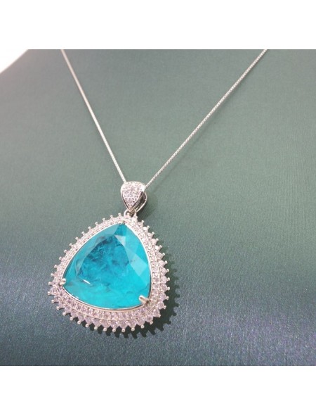 Natural Blue Tourmaline with jewel pendant necklace