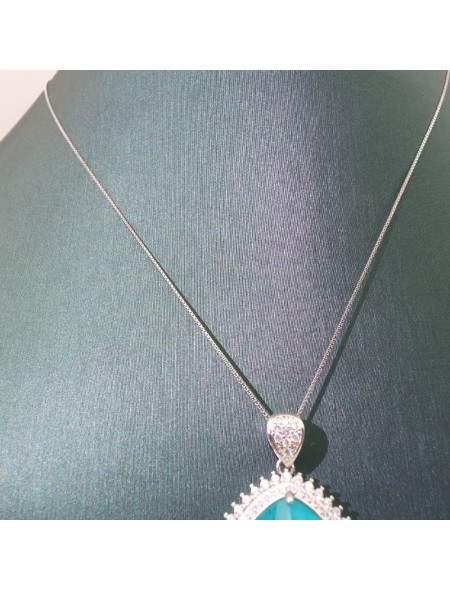 Natural Blue Tourmaline with jewel pendant necklace