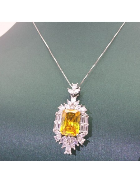 Natural citrine with jewel pendant necklace