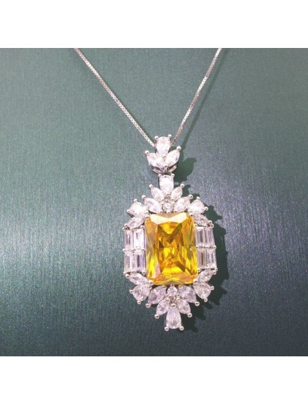 Natural citrine with jewel pendant necklace