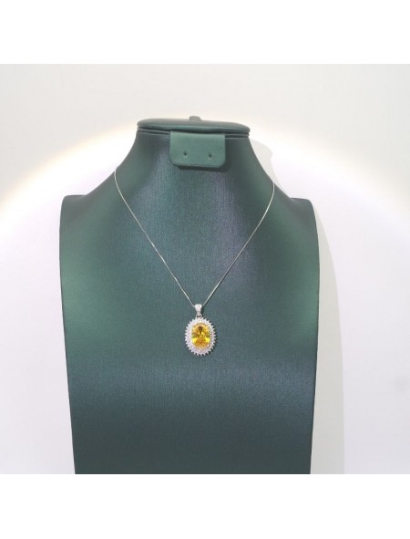 Natural citrine with jewel princess pendant necklace 