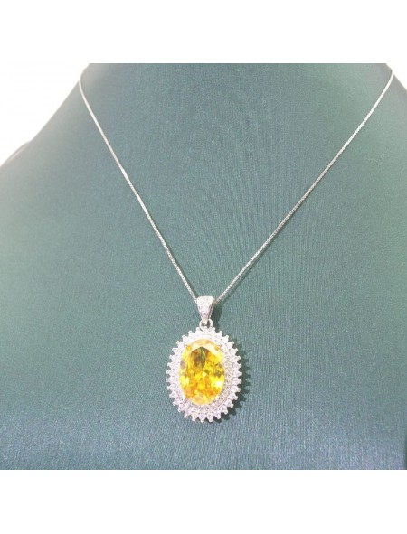 Natural citrine with jewel princess pendant necklace 