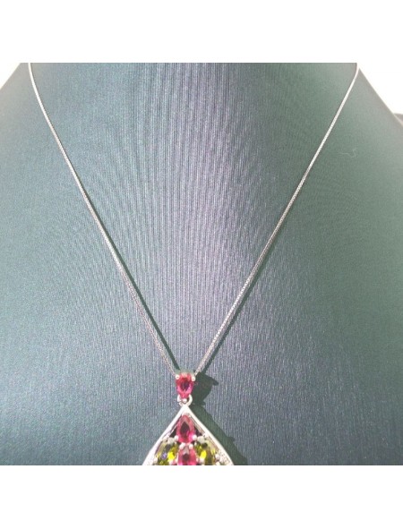 Natural coloured Tourmaline with water drop  jewel  pendant necklace  