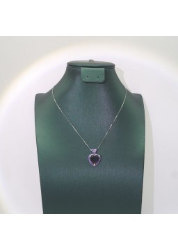 Natural Amethyst with jewel heart pendant necklace