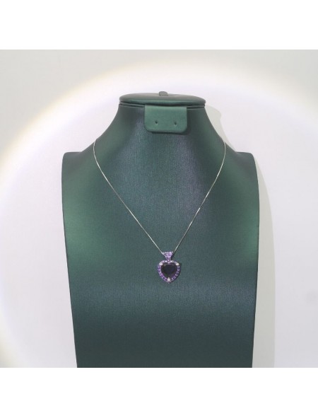 Natural Amethyst with jewel heart pendant necklace