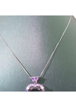 Natural Amethyst with jewel heart pendant necklace