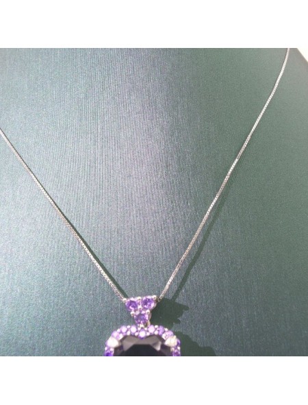 Natural Amethyst with jewel heart pendant necklace