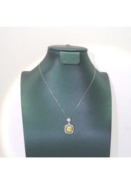 Natural citrine with princess square pendant necklace