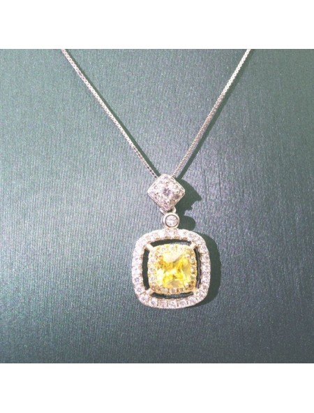 Natural citrine with princess square pendant necklace