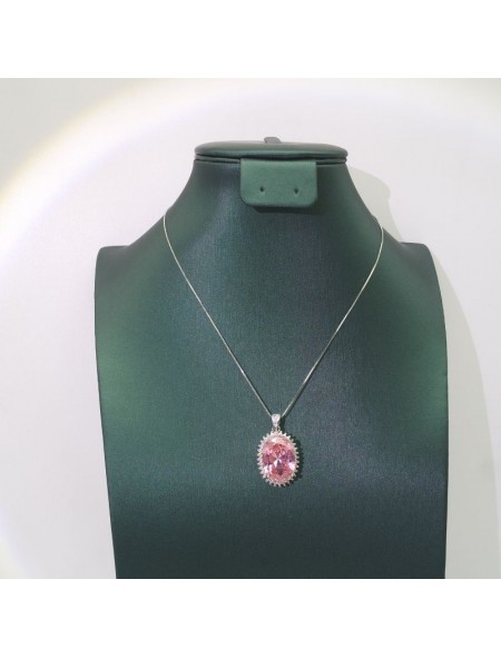 Natural pink with jewel pendant necklace