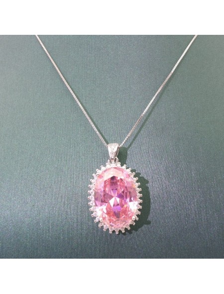 Natural pink with jewel pendant necklace