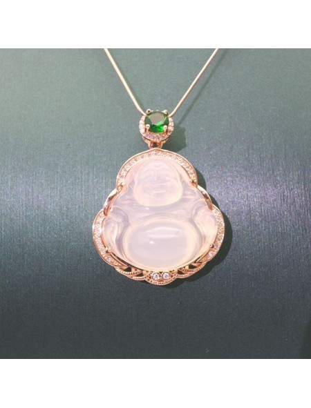 Natural Chalcedony with Buddha pendant necklace