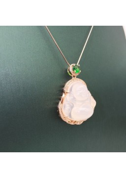 Natural Chalcedony with Buddha pendant necklace