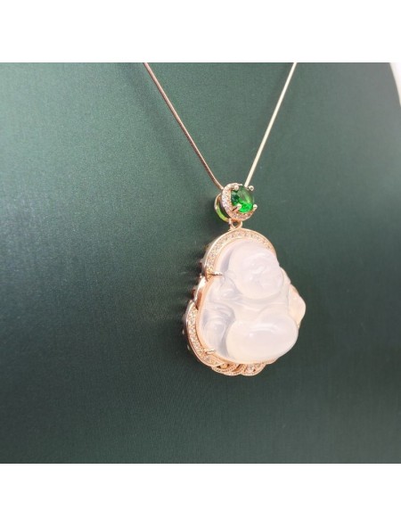 Natural Chalcedony with Buddha pendant necklace