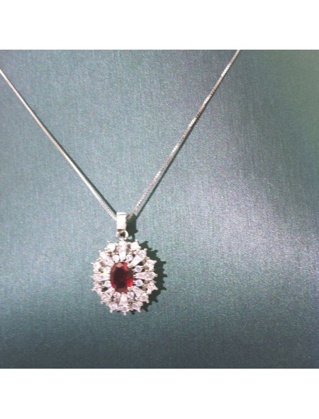 Natural ruby with jewel pendant necklace