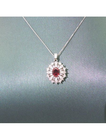 Natural ruby with jewel pendant necklace