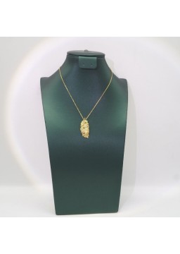 Natural Emeral  with gold leaves pendant necklace