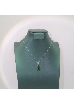 Natural  Emeral with simple strip pendant necklace