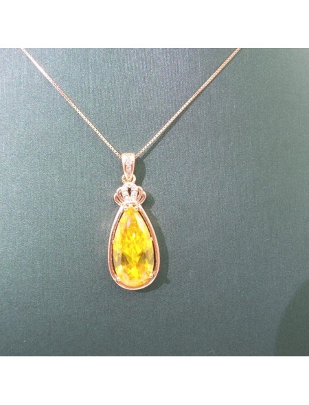 Natural Lemon Citrine with water drop pendant necklace