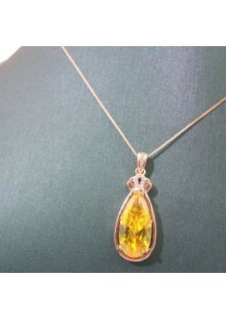Natural Lemon Citrine with water drop pendant necklace