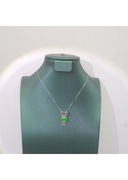 Natural  green chalcecdony rabbit pendant necklace