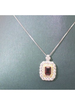 Natural ruby with square pendant necklace