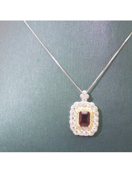 Natural ruby with square pendant necklace