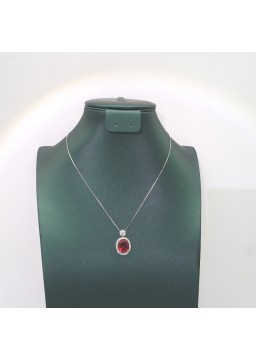 Natural ruby with round pendant necklace 