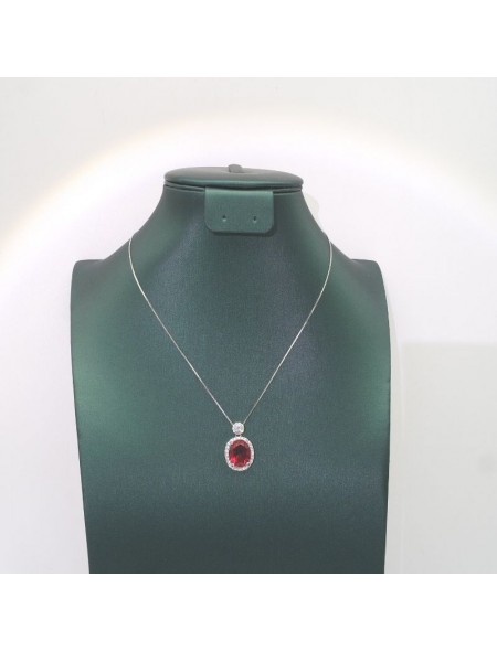 Natural ruby with round pendant necklace 