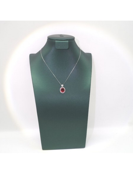 Natural ruby with round pendant necklace 