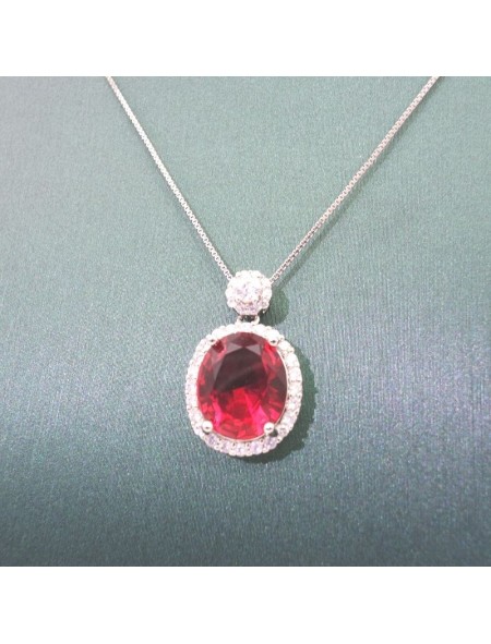 Natural ruby with round pendant necklace 