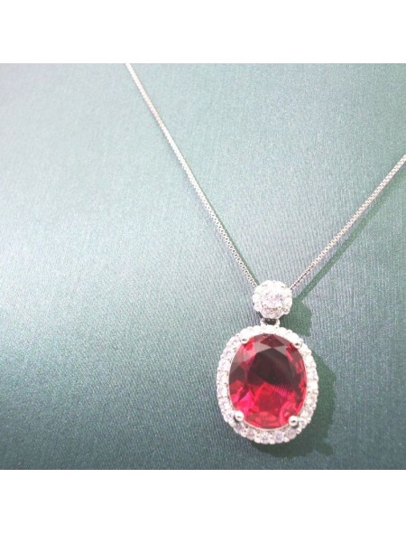 Natural ruby with round pendant necklace 