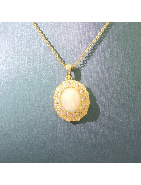 Natural opal with princess pendant necklace