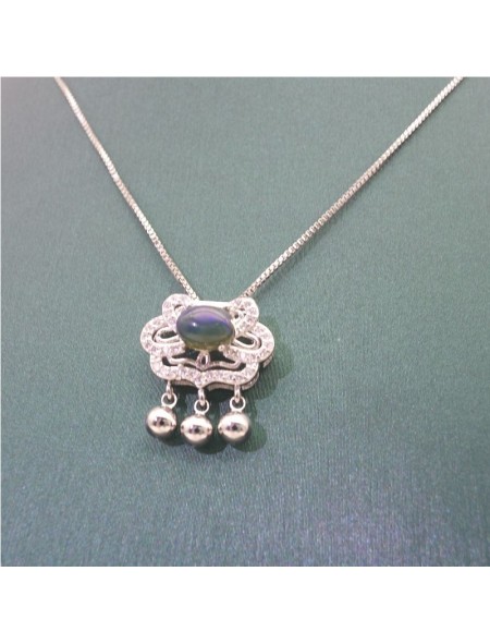 Natural Chalcedony with little lock pendant necklace