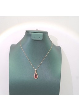 Natural ruby with gold rose pendant necklace