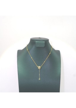 Natural Emeral with fret column long pendant necklace