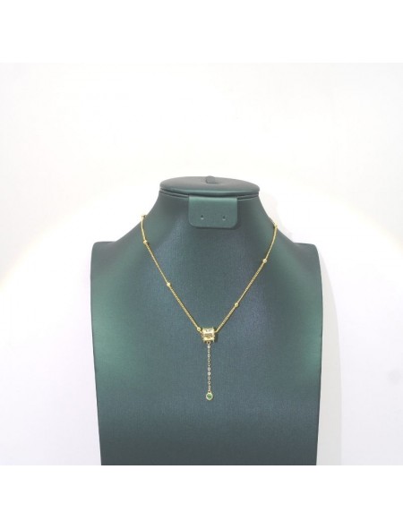 Natural Emeral with fret column long pendant necklace