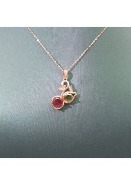 Natural Tourmaline with gold rose gourd pendant necklace